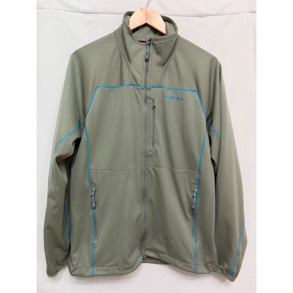 Merrell M-Select Wick Wind Softshell Hiking Jacket Olive Blue Medium Full Zip